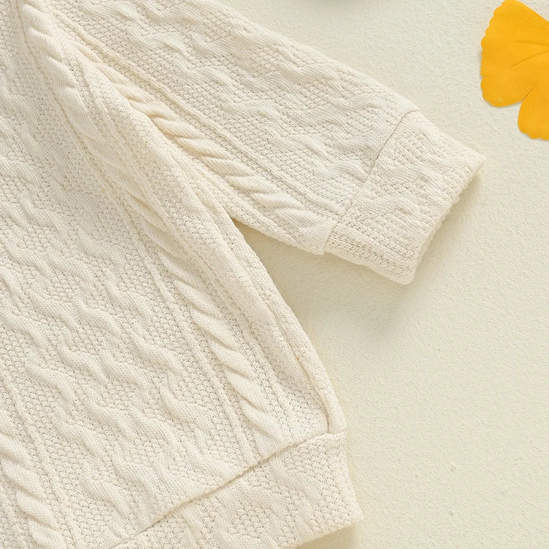 Unisex Toddler Autumn Knitwear Set - Long Sleeve Sweater and Elastic Waist Pants for Baby (2-Piece Cotton Outfit)