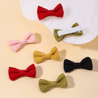 Adorable 2-Pack Kids Bow Hairpins - Soft Cotton Clip-on Accessories for Toddler Girls