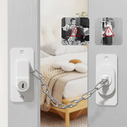 Adjustable Stainless Steel Chain Safety Lock for Children - Window, Cabinet, Door, and Refrigerator Security Protection