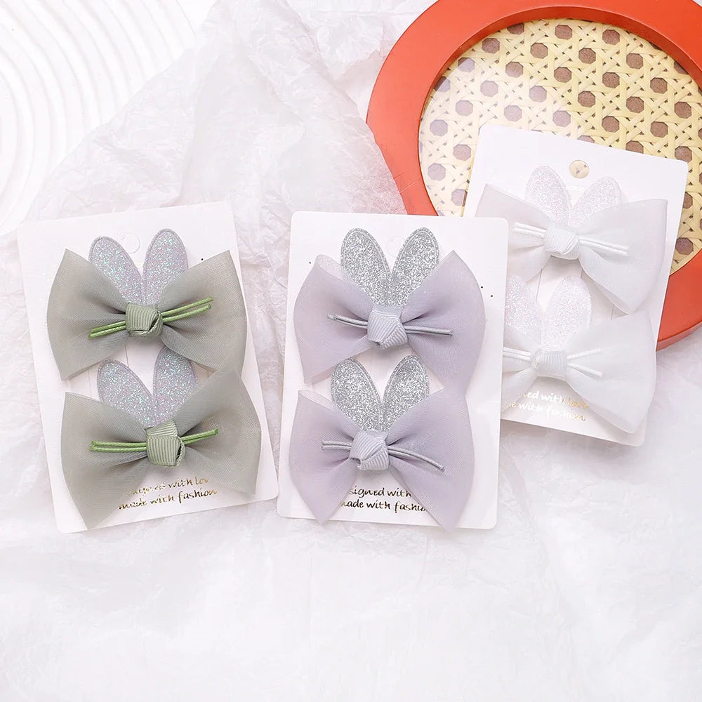 Adorable 2-Pack Mini Hair Bows for Girls - Soft Cotton Hair Clips and Barrettes