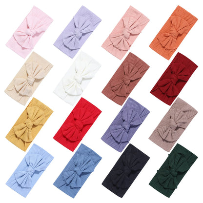 48-Color Soft Nylon Baby Headbands for Girls - Elastic Knit Turban Bows Hair Accessories for Newborns