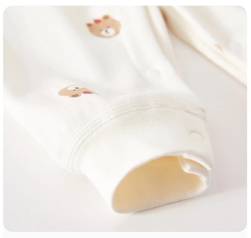 Adorable Cartoon Bear Cotton Romper for Newborn Boys and Girls - Spring Infant One-Piece Bodysuit