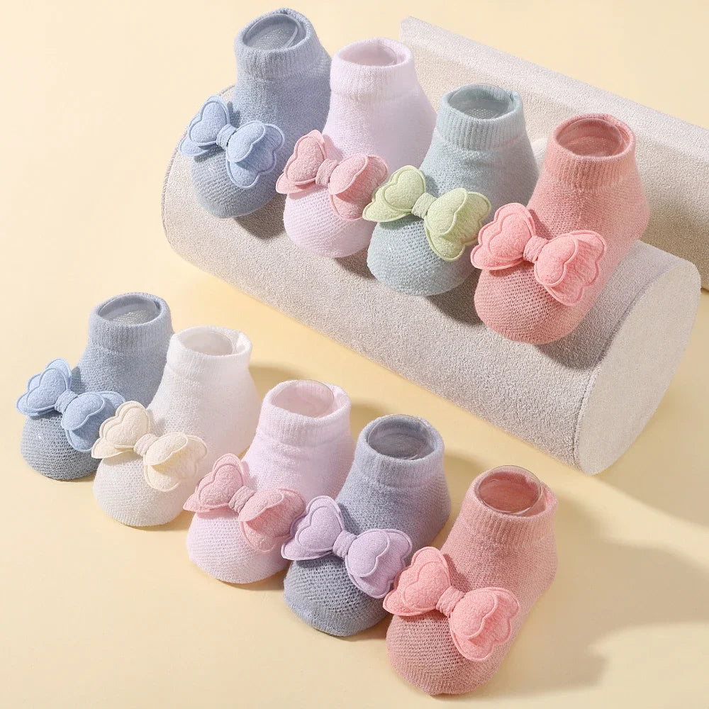 Adorable Baby Socks and Flower Headband Set - 2pcs Candy Color Bow Accessories for Newborns