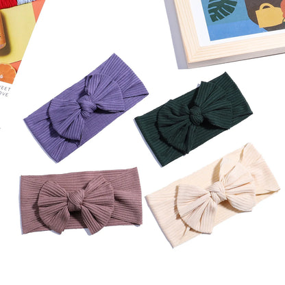 48-Color Soft Nylon Baby Headbands for Girls - Elastic Knit Turban Bows Hair Accessories for Newborns