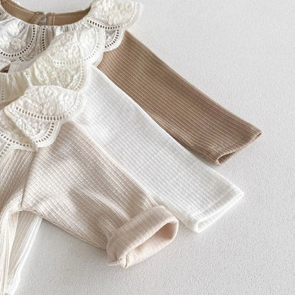Autumn Ruffle Collar Long Sleeve T-Shirt for Newborn Girls - Cute Cotton Top for 0-2 Years
