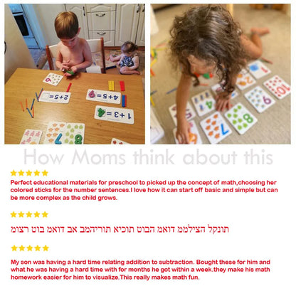 Wooden Maths Learning Letter Box with Counting Sticks Math Manipulatives Blocks Counting Rods Number Animals Shape Matching Card