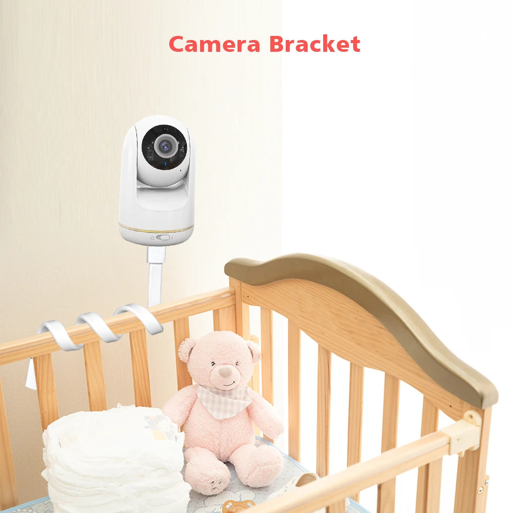Flexible White Silicone Baby Monitor Mount - No Drilling Cradle Bracket for Safe Camera Placement