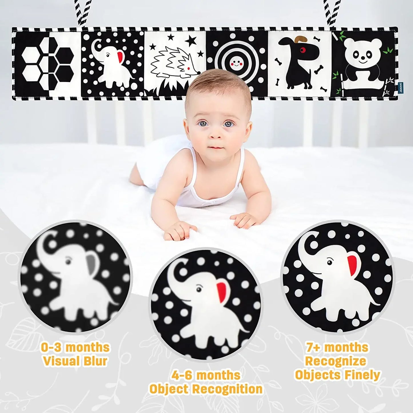 Montessori Baby Soft Cloth Book - High Contrast Black & White Animal Toys for Newborns, Early Education, and Crib Play