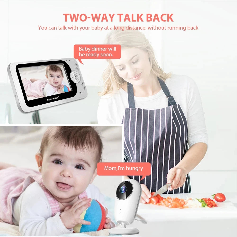 Portable 4.3 Inch Wireless Video Baby Monitor with Night Vision and Two-Way Intercom - VB608 Baby Nanny Camera