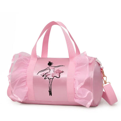 Adorable Pink Lace Ballet Dance Bag for Girls - Cross-Body Shoulder Handbag with Storage for Kids