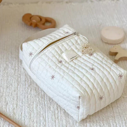 Quilted Portable Diaper Caddy Organizer for Strollers - Stylish Mommy Bag for Baby Essentials