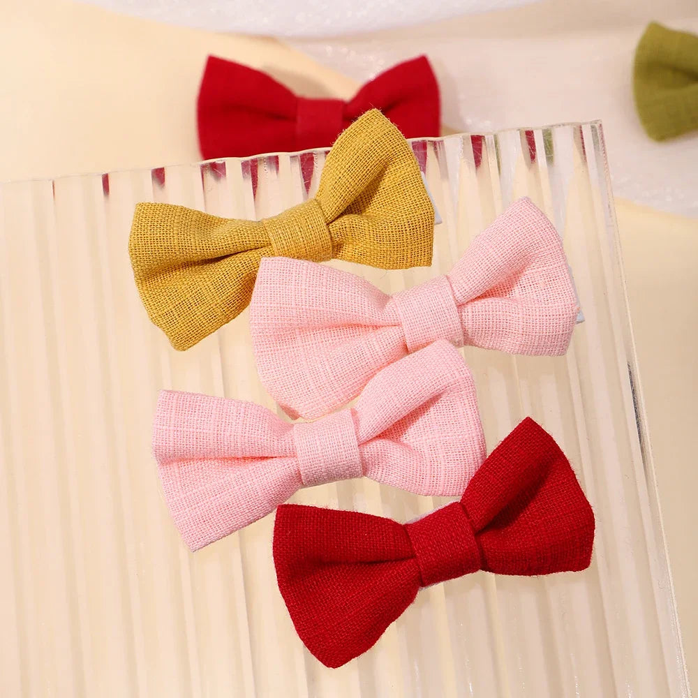 Adorable 2-Pack Mini Hair Bows for Girls - Soft Cotton Hair Clips and Barrettes