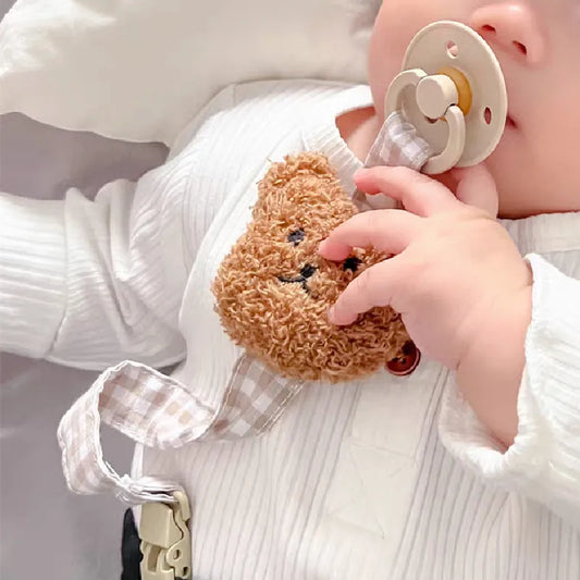 Adorable 3D Cartoon Bear Pacifier Clip Chain for Infants - Kawaii Baby Feeding Accessory