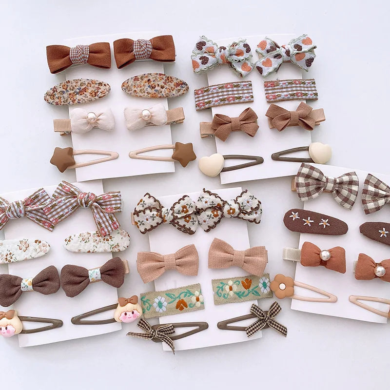 8-Piece Cute Floral Hair Clip Set for Baby Girls - Kawaii Bows and Accessories for Ponytails and Headwear