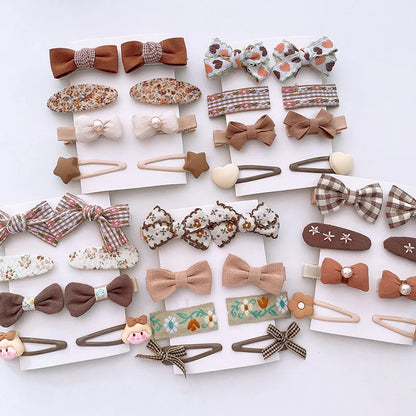 8-Piece Cute Floral Hair Clip Set for Baby Girls - Kawaii Bows and Accessories for Ponytails and Headwear