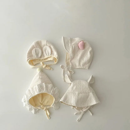 Adorable Beige Beanie Baby Hat for Autumn - Lace Cartoon Ear Toddler Accessories for Boys & Girls (0-12 Months)