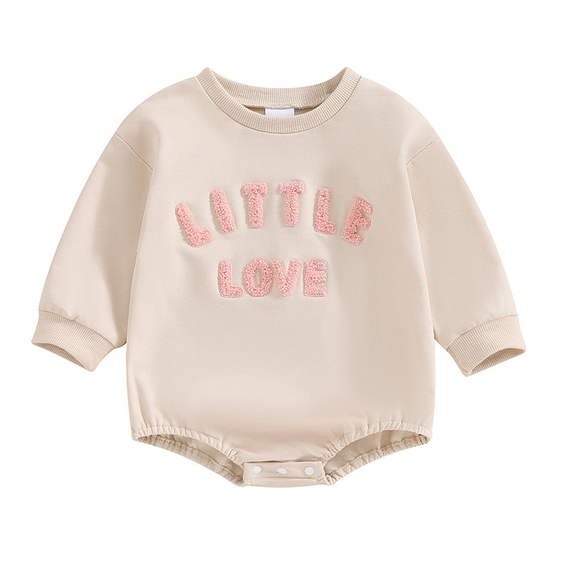 Adorable Long Sleeve Baby Romper with Embroidered Letters - Unisex Fall Bodysuit for Newborns and Infants