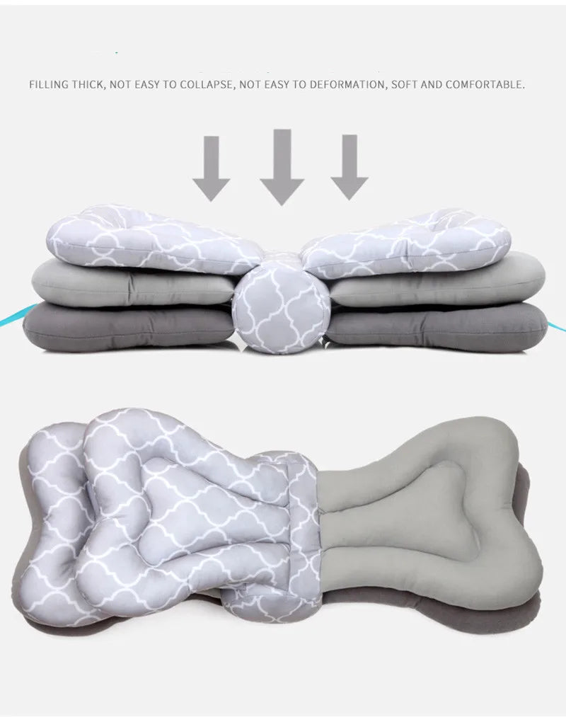 Adjustable Multi-Function Nursing Pillow for Babies - Washable Cotton Feeding Cushion in Pink/Grey/Blue