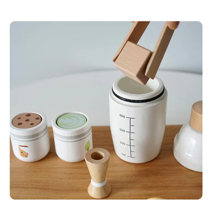 Wooden Milk Tea Set for Kids - Imaginative Role Play Kitchen Toy for Boys and Girls