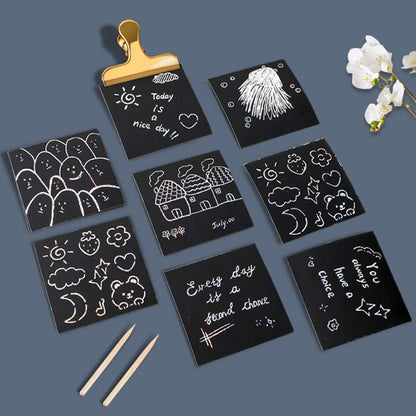 Rainbow Scratch Art Set - 100 Mini Notes for Kids' Creative DIY Fun and Learning