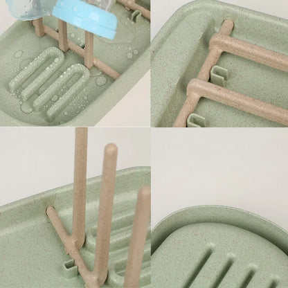 Sustainable Travel-Friendly Baby Bottle Drying Rack with Detachable Drainage System