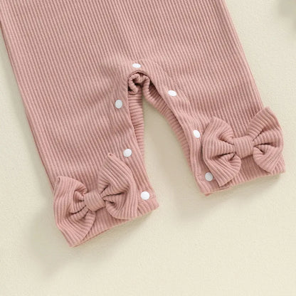 RUEWEY Adorable Newborn Baby Girl Lace Romper with Bow and Turban Hat for Spring and Autumn