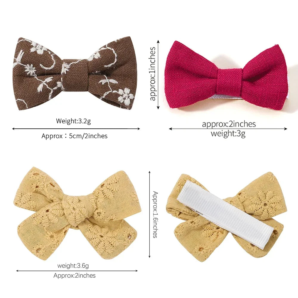 Adorable 2-Pack Kids Bow Hairpins - Soft Cotton Clip-on Accessories for Toddler Girls