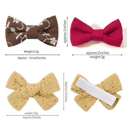 Adorable 2-Pack Kids Bow Hairpins - Soft Cotton Clip-on Accessories for Toddler Girls