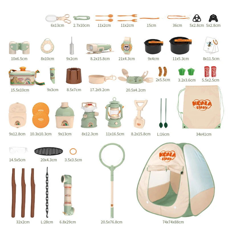Kids Outdoor Adventure Camping Play Set - Tent, BBQ, Kitchen & Nature Exploration Toys for Toddlers and Children