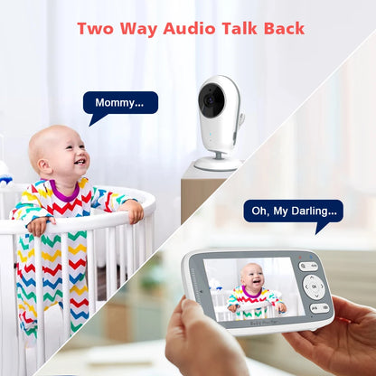 4-Inch HD Video Baby Monitor with 3X Digital Zoom, Two-Way Audio, Auto Night Vision, and Temperature Monitoring - Model VB615
