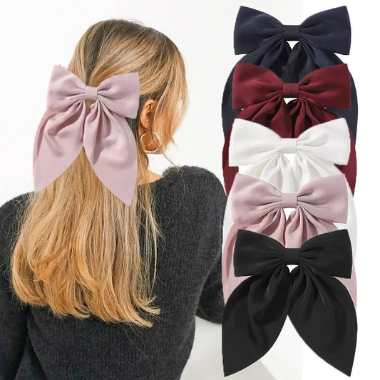 Chic Satin Bow Hair Clip for Girls - Retro Spring Hair Accessory