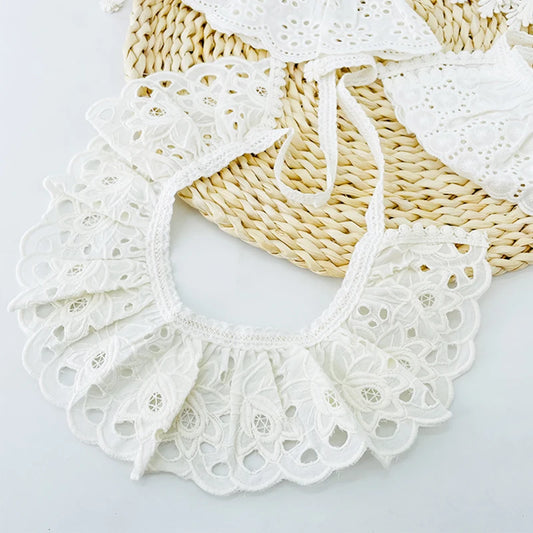 Charming Lace Cotton Collar Bibs for Girls - Elegant Neckwear Accessories for Ages 3-8