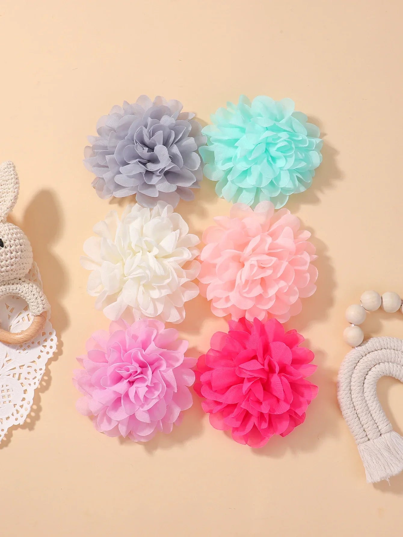 6-Piece Set of Adorable Big Flower Headbands for Baby Girls - Soft, Gentle, and Safe Infant Accessories