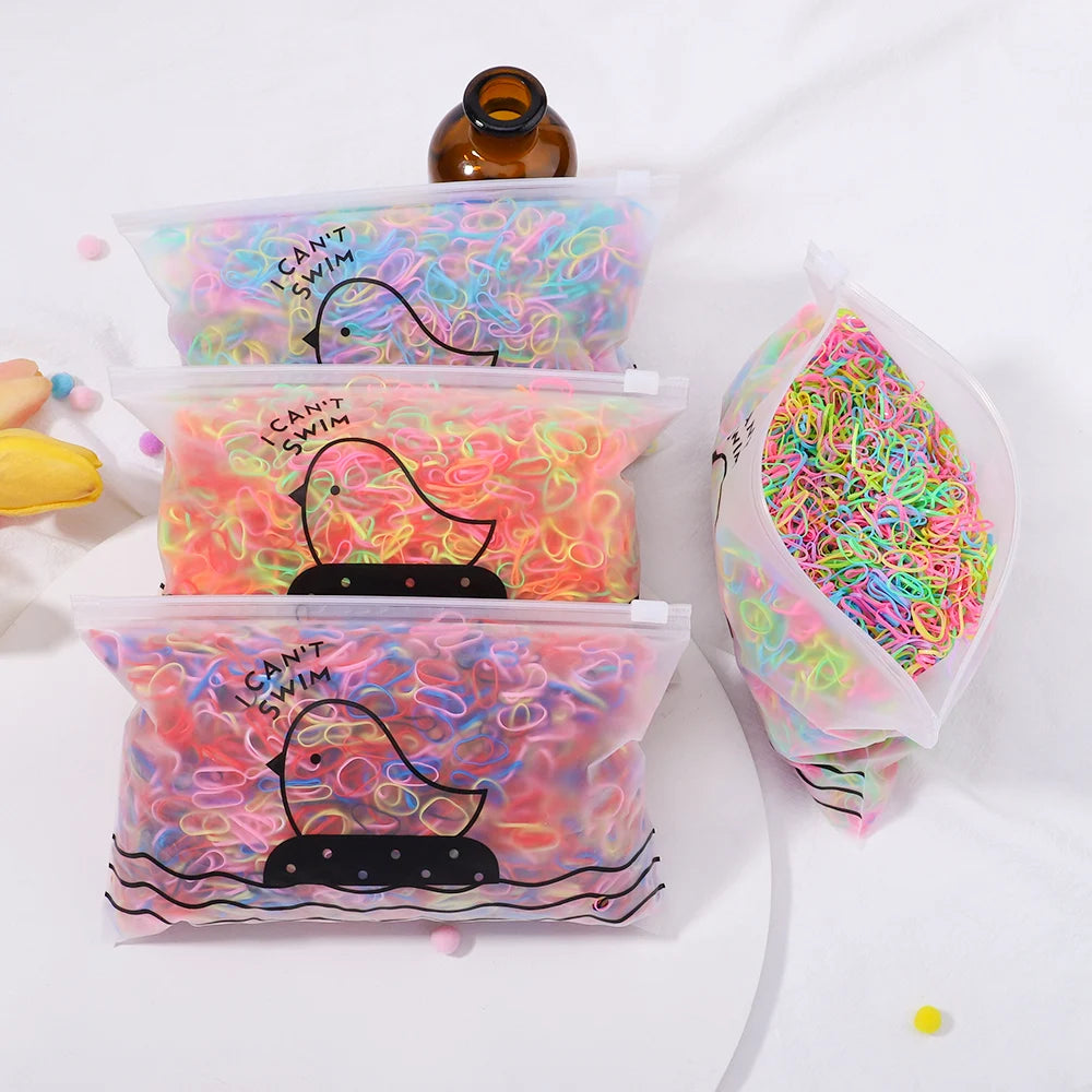 500Pcs Colorful Elastic Hair Bands for Girls - Fun Disposable Ponytail Holders for Kids