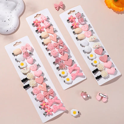 20-Piece Baby Pink Cartoon Hairpin Set for Girls - Adorable Bangs Clips and Sweet Accessories