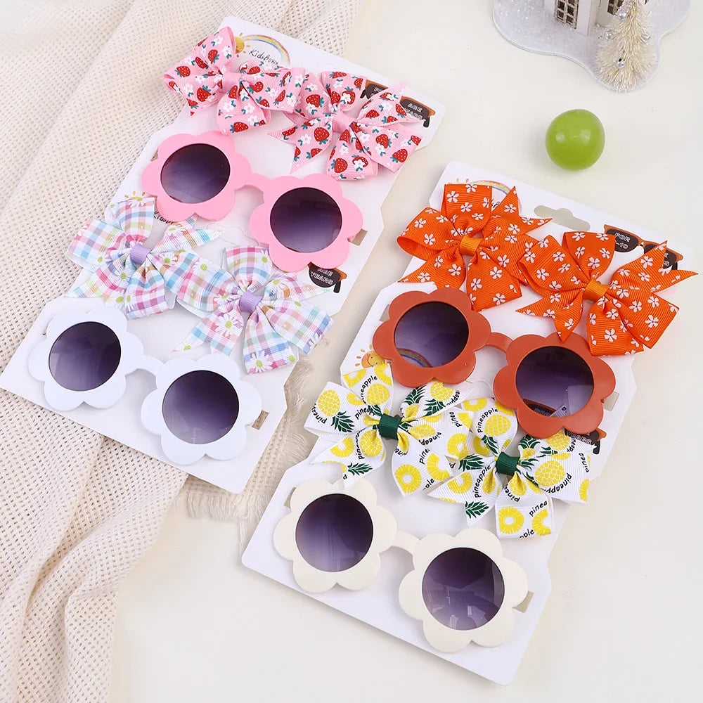 Adorable 2-Piece Newborn Hair Accessories Set - Cute Bow Headband & Bear Glasses for Infants and Kids