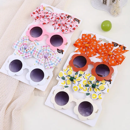 Adorable 2-Piece Newborn Hair Accessories Set - Cute Bow Headband & Bear Glasses for Infants and Kids