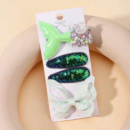 4-Piece Set of Sequin Fish Tail and Butterfly Hairpins for Girls - Kids' Barrettes and Hair Clips, Perfect Baby Accessories and Gift