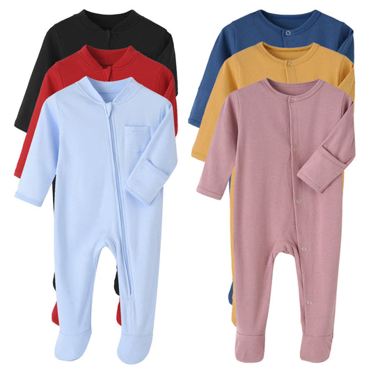 2-Pack Cozy Newborn Baby Rompers for Autumn and Spring - Soft Sleepsuits and Jumpsuits in Multiple Colors