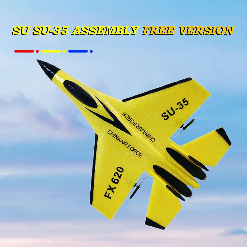Kids FX620 SU35 Remote Control Plane Drone - 2.4G EPP Foam Electric Fighter Toy for Outdoor Fun