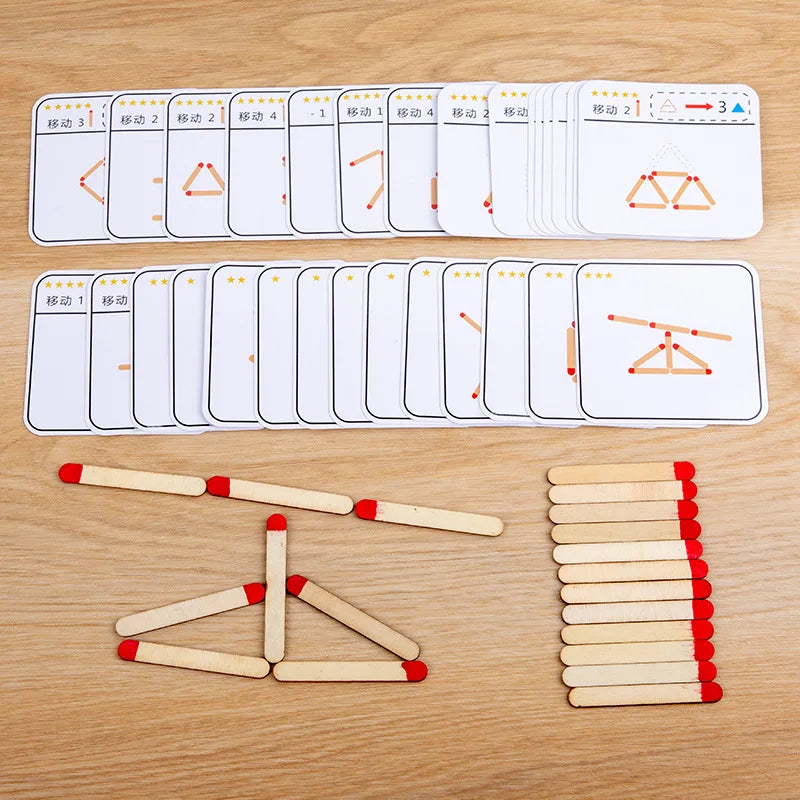 Montessori Matchstick Puzzle Game for Kids - Creative Logic Training Board Game