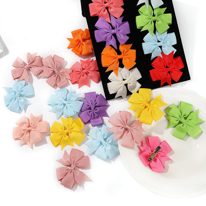 Vibrant Grosgrain Ribbon Hair Bow Clips for Girls - Colorful Hair Accessories for Kids