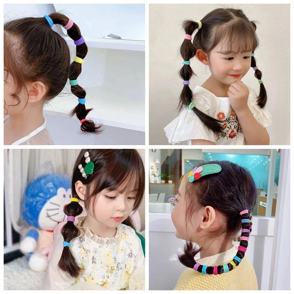 480PCS Vibrant Nylon Elastic Hair Ties for Girls – Colorful Ponytail Holders & Scrunchies for Fashionable Kids