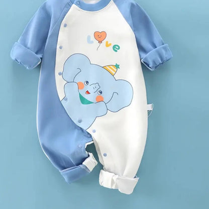 Adorable 2023 Spring Cartoon Print Long Sleeve Rompers for Newborn Baby Boys and Girls - Toddler Playsuit with O-Neck Design