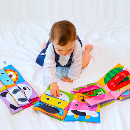 Vibrant Crinkle Cloth Baby Books - Interactive Learning Toys for Infants 0-24 Months, Creative Mix & Match Play for Toddlers