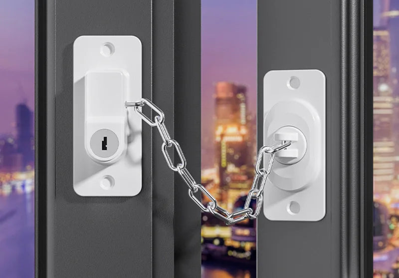 Adjustable Stainless Steel Chain Safety Lock for Children - Window, Cabinet, Door, and Refrigerator Security Protection