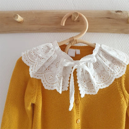 Charming Lace Cotton Collar Bibs for Girls - Elegant Neckwear Accessories for Ages 3-8