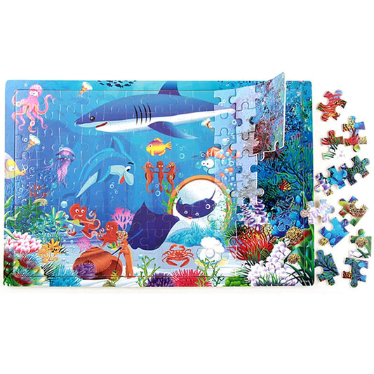 100-Piece Wooden Animal Jigsaw Puzzles - Farm and Dinosaur Themes for Early Education and Montessori Learning Toys for Kids