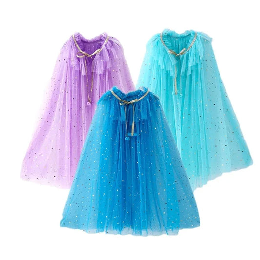 Princess Glitter Multicolor Sequins Shawl Shiny Girl Fairy Cape Cloak Fairy Cape Christmas Costume Party Halloween Kids Clothes