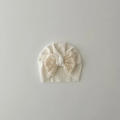 Adorable Beige Beanie Baby Hat for Autumn - Lace Cartoon Ear Toddler Accessories for Boys & Girls (0-12 Months)